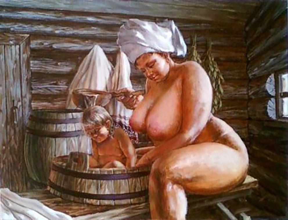 Зрелые бабы в бане с мужиками